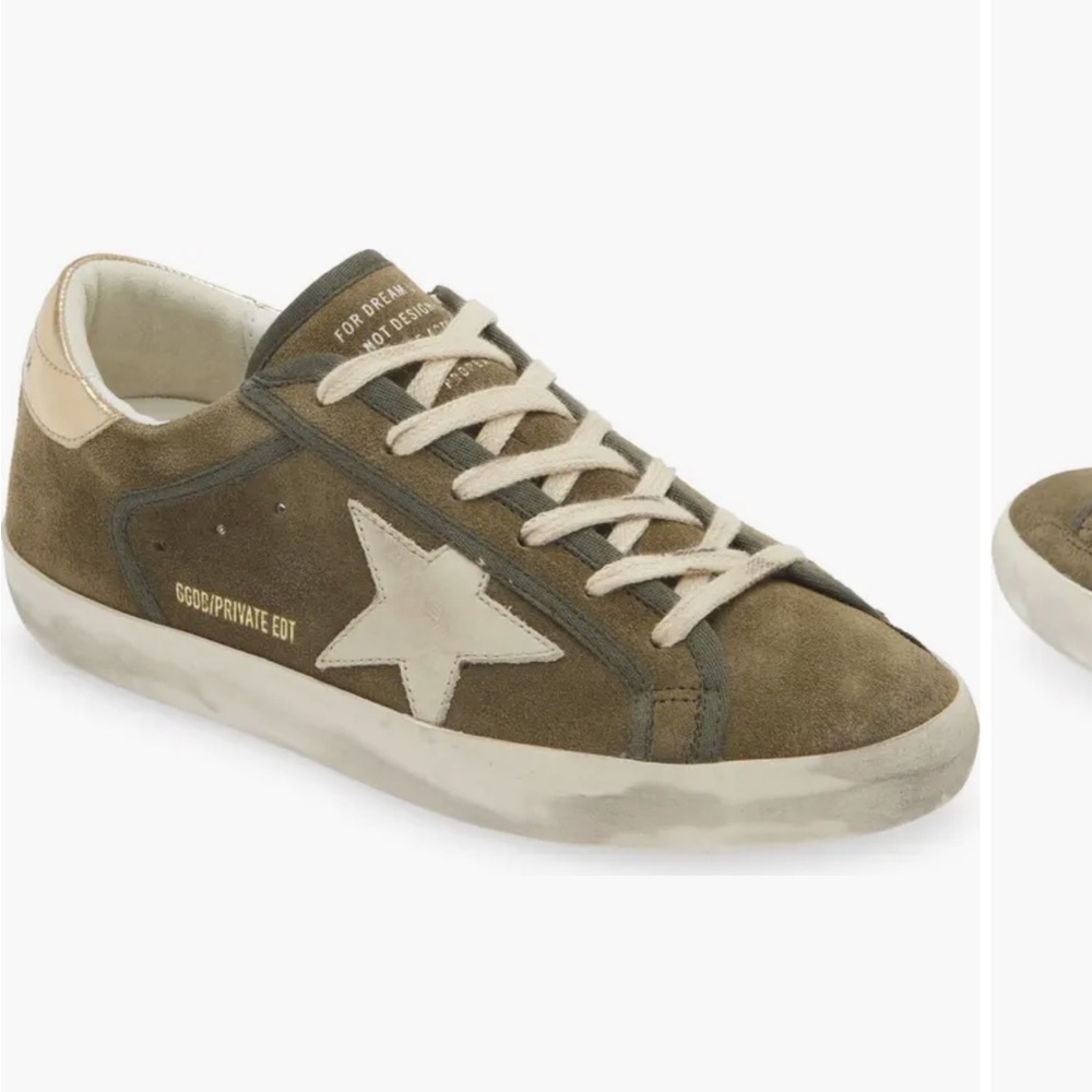 Golden Goose GGDB Olive Green Suede Sneakers Super Star 38